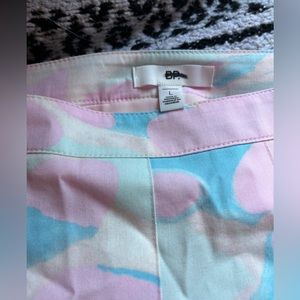 BP Pleated Pink Watercolors Mini Skirt Large, NWT